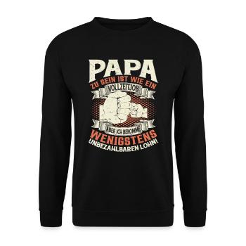 Papa Sprüche Vatertag - Unisex Pullover - Schwarz - Vorne - Alina (178cm) & Michal (187cm)