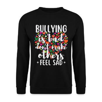 Tag der Einheit Herz Anti-Mobbing - Unisex Pullover - Schwarz - Vorne - Alina (178cm) & Michal (187cm)