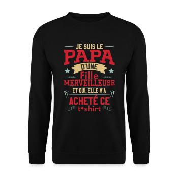 Fille Cadeau de Papa - Sweat-shirt Unisexe - noir - Devant - Alina (178cm) & Michal (187cm)