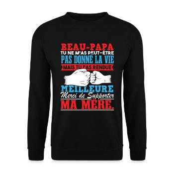 Beau Papa Fête Des Pères Beau Père - Sweat-shirt Unisexe - noir - Devant - Alina (178cm) & Michal (187cm)
