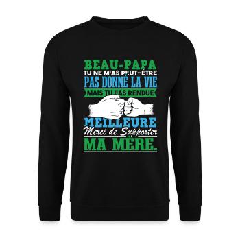 Beau Papa Fête des Pères - Sweat-shirt Unisexe - noir - Devant - Alina (178cm) & Michal (187cm)