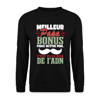 Idée Cadeau Meilleur Papa Bonus - Sweat-shirt Unisexe - noir - Devant - Alina (178cm) & Michal (187cm)