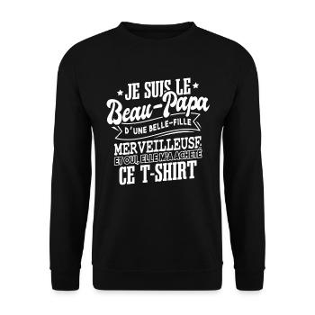 Je Suis Le Beau Papa Fête Des Pères - Sweat-shirt Unisexe - noir - Devant - Alina (178cm) & Michal (187cm)