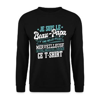 Idée Cadeau Fête Des Pères Beau-Papa - Sweat-shirt Unisexe - noir - Devant - Alina (178cm) & Michal (187cm)