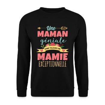 Fête Des Mères Une Maman Domme Une Mamie Gèniale - Sweat-shirt Unisexe - noir - Devant - Alina (178cm) & Michal (187cm)