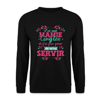 J'ai Une Mamie Cinglée - Sweat-shirt Unisexe - noir - Devant - Alina (178cm) & Michal (187cm)