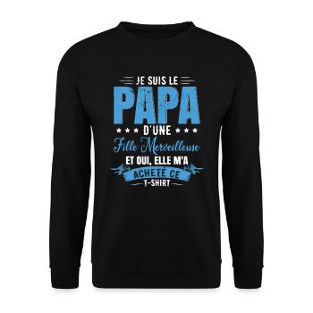 Papa Humour Fille - Sweat-shirt Unisexe - noir - Devant - Alina (178cm) & Michal (187cm)