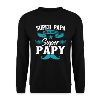 Drôle Fête Des Pères Papy - Sweat-shirt Unisexe - noir - Devant - Alina (178cm) & Michal (187cm)