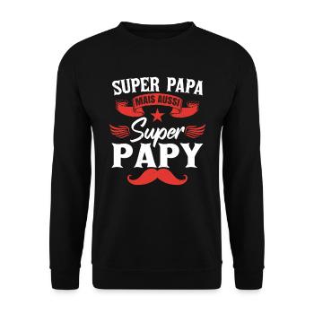Papa & Papy - Sweat-shirt Unisexe - noir - Devant - Alina (178cm) & Michal (187cm)