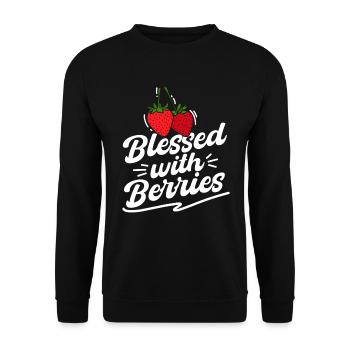 Fraises Drôle de Berry Lover Fruit - Sweat-shirt Unisexe - noir - Devant - Alina (178cm) & Michal (187cm)