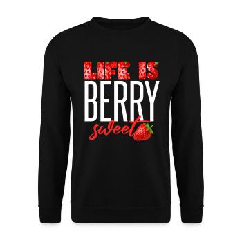 Das Leben ist beerig süß - Unisex Pullover - Schwarz - Vorne - Alina (178cm) & Michal (187cm)