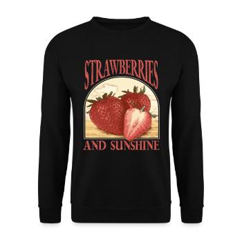 Vintage Erdbeere - Unisex Pullover - Schwarz - Vorne - Alina (178cm) & Michal (187cm)