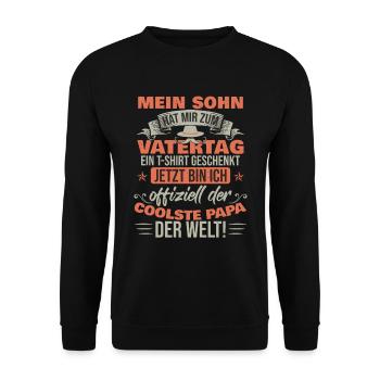 Sohn Vatertag T-Shirt Spruch Vatertag 2023 - Unisex Pullover - Schwarz - Vorne - Alina (178cm) & Michal (187cm)
