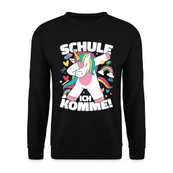 Schule Ich Komme Erstklässlerin Einschulung - Unisex Pullover - Schwarz - Vorne - Alina (178cm) & Michal (187cm)