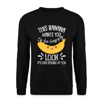 Drôle de banane kawaii - Sweat-shirt Unisexe - noir - Devant - Alina (178cm) & Michal (187cm)