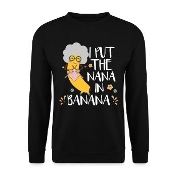 Nana Banana Grandma - Unisex Sweatshirt - black - Front - Alina (178cm) & Michal (187cm)