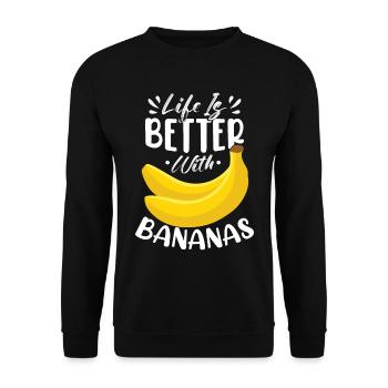 Life Is Better With Bananas - Unisex Sweatshirt - black - Front - Alina (178cm) & Michal (187cm)