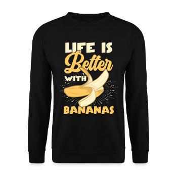 Life Is Better With Bananas - Unisex Sweatshirt - black - Front - Alina (178cm) & Michal (187cm)