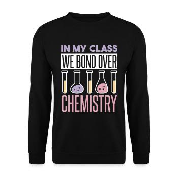 In meiner Klasse verbinden wir uns über Chemie - Unisex Pullover - Schwarz - Vorne - Alina (178cm) & Michal (187cm)