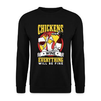 Poulets et vin | Éleveur de poulets - Sweat-shirt Unisexe - noir - Devant - Alina (178cm) & Michal (187cm)