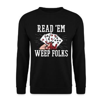 Funny Poker Texas Hold'Em - Unisex Sweatshirt - black - Front - Alina (178cm) & Michal (187cm)