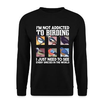 Lustiger Vogelbeobachtungshumor - Unisex Pullover - Schwarz - Vorne - Alina (178cm) & Michal (187cm)