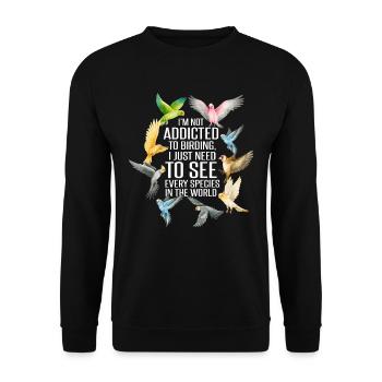 Ich bin nicht süchtig nach Vogelbeobachtung - Unisex Pullover - Schwarz - Vorne - Alina (178cm) & Michal (187cm)