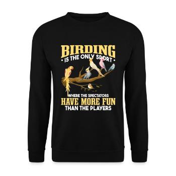 Lustiger Vogelbeobachter - Unisex Pullover - Schwarz - Vorne - Alina (178cm) & Michal (187cm)