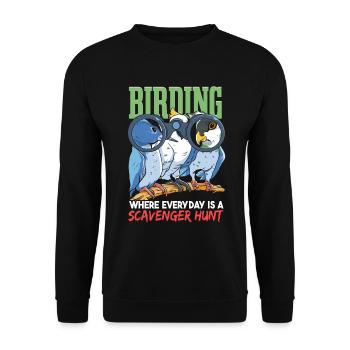 Lustiger Vogelbeobachtungshumor - Unisex Pullover - Schwarz - Vorne - Alina (178cm) & Michal (187cm)