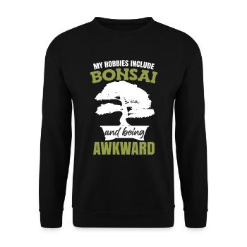 Zu meinen Hobbys gehören Bonsai - Unisex Pullover - Schwarz - Vorne - Alina (178cm) & Michal (187cm)