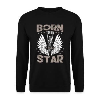 Guitare de musique rock née pour être une rock star - Sweat-shirt Unisexe - noir - Devant - Alina (178cm) & Michal (187cm)