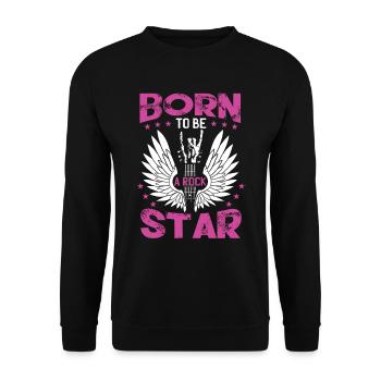 Born To Be A Rock Star Girl Guitar - Unisex Sweatshirt - black - Front - Alina (178cm) & Michal (187cm)