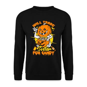Will Trade Sister For Candy Halloween - Unisex Sweatshirt - black - Front - Alina (178cm) & Michal (187cm)