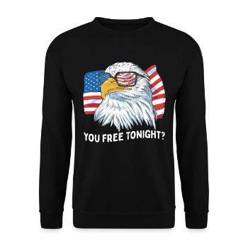 Du bist heute Abend frei Weißkopfseeadler Amerika - Unisex Pullover - Schwarz - Vorne - Alina (178cm) & Michal (187cm)