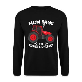 Mama sagt, ich bin Traktor-ific | Boy Farmer Traktor - Unisex Pullover - Schwarz - Vorne - Alina (178cm) & Michal (187cm)