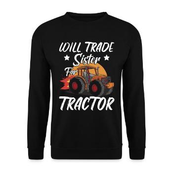 Wird Schwester gegen Traktor eintauschen - Unisex Pullover - Schwarz - Vorne - Alina (178cm) & Michal (187cm)
