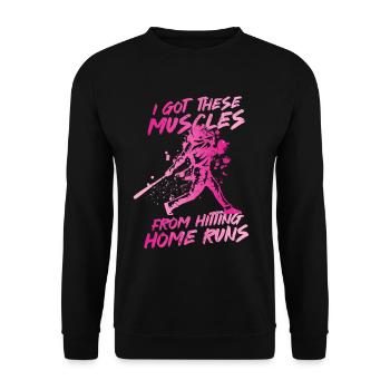 I Got These Muscles From Hitting Home Runs - Unisex Sweatshirt - black - Front - Alina (178cm) & Michal (187cm)