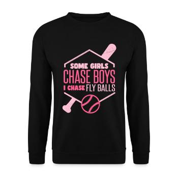 I Chase Fly Balls Softball Girl - Unisex Sweatshirt - black - Front - Alina (178cm) & Michal (187cm)