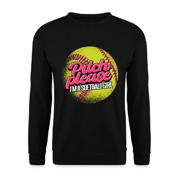 Ich bin ein Softball-Mädchen - Unisex Pullover - Schwarz - Vorne - Alina (178cm) & Michal (187cm)