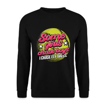 I Chase Fly Balls - Unisex Sweatshirt - black - Front - Alina (178cm) & Michal (187cm)