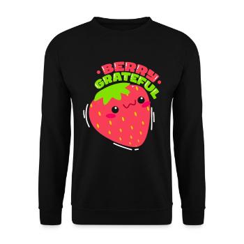 Berry Grateful Strawberry Fruit Lover - Unisex Sweatshirt - black - Front - Alina (178cm) & Michal (187cm)