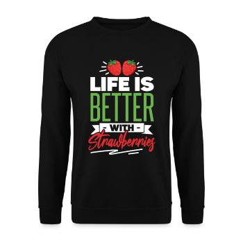 La vie est meilleure avec les fraises - Sweat-shirt Unisexe - noir - Devant - Alina (178cm) & Michal (187cm)