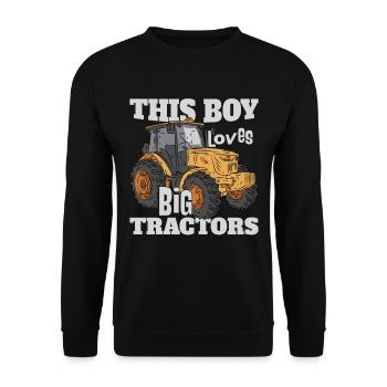 This Boy Loves Big Tractors - Unisex Sweatshirt - black - Front - Alina (178cm) & Michal (187cm)