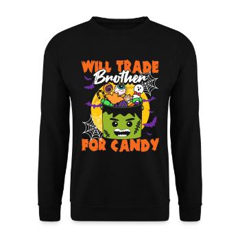 Will Trade Brother For Candy Halloween - Unisex Sweatshirt - black - Front - Alina (178cm) & Michal (187cm)