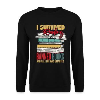 Ich habe das Lesen verbotener Bücher überlebtI - Unisex Pullover - Schwarz - Vorne - Alina (178cm) & Michal (187cm)
