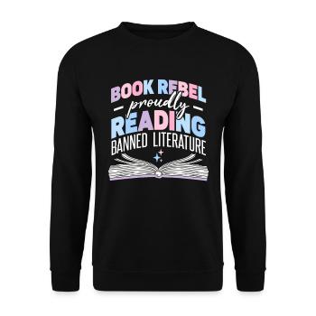Proudly Reading Banned Literature - Unisex Sweatshirt - black - Front - Alina (178cm) & Michal (187cm)