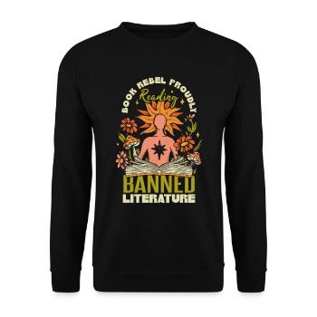 Proudly Reading Banned Literature - Unisex Sweatshirt - black - Front - Alina (178cm) & Michal (187cm)
