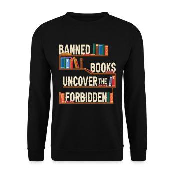 Banned Books Uncover The Forbidden - Unisex Sweatshirt - black - Front - Alina (178cm) & Michal (187cm)