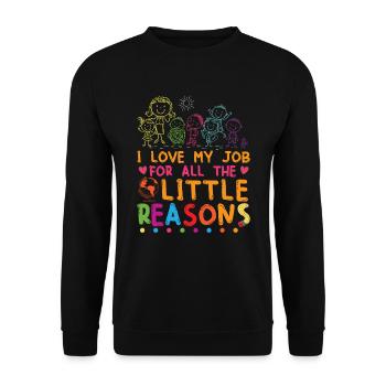 J’aime mon travail pour toutes les petites raisons | Enseignant - Sweat-shirt Unisexe - noir - Devant - Alina (178cm) & Michal (187cm)
