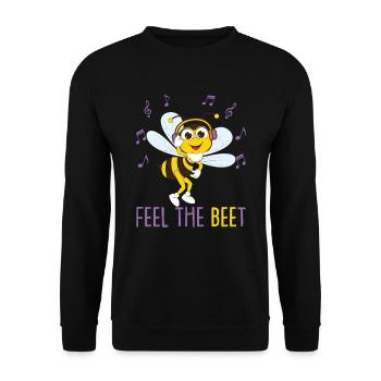 Niedliche Biene Musik hören - Unisex Pullover - Schwarz - Vorne - Alina (178cm) & Michal (187cm)